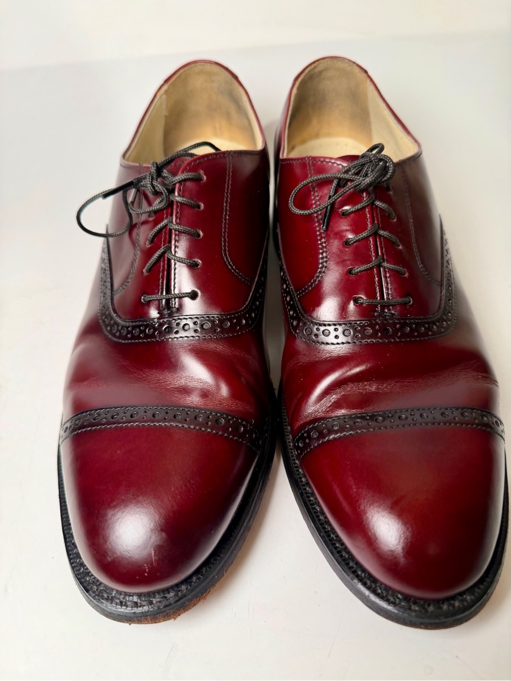 USA Bostonian Classics Burgundy Leather Cap Toe Oxford Dress Shoes, Size 10 D